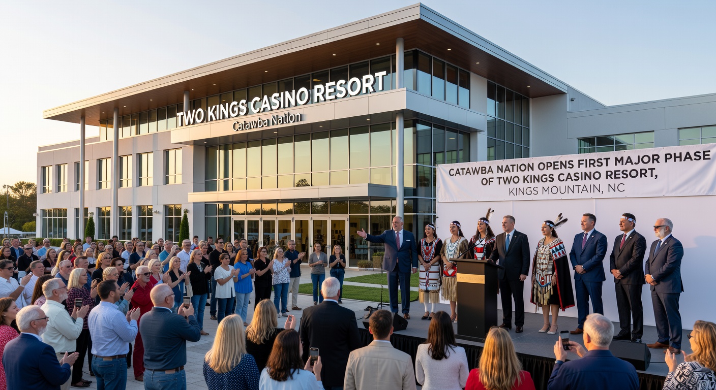 Interior view of Two Kings Casino Resort showing slot machines and gaming tables in the newly opened phase one area