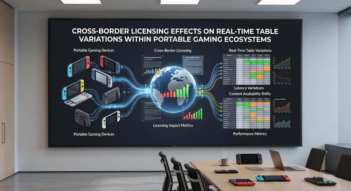 Portable gaming devices displaying varied table game interfaces influenced by international licenses