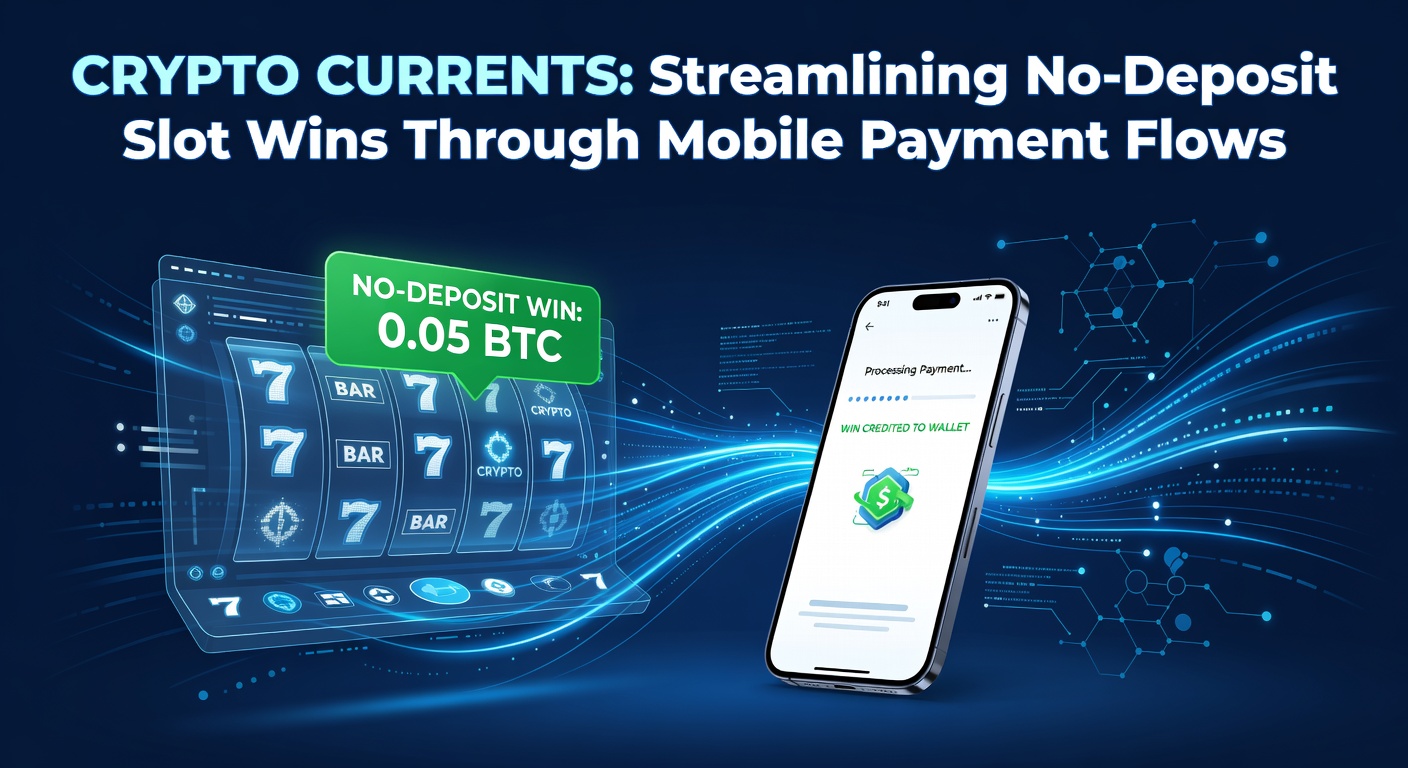 Digital streams of cryptocurrency flowing into mobile slot interfaces, highlighting seamless no-deposit bonus activations