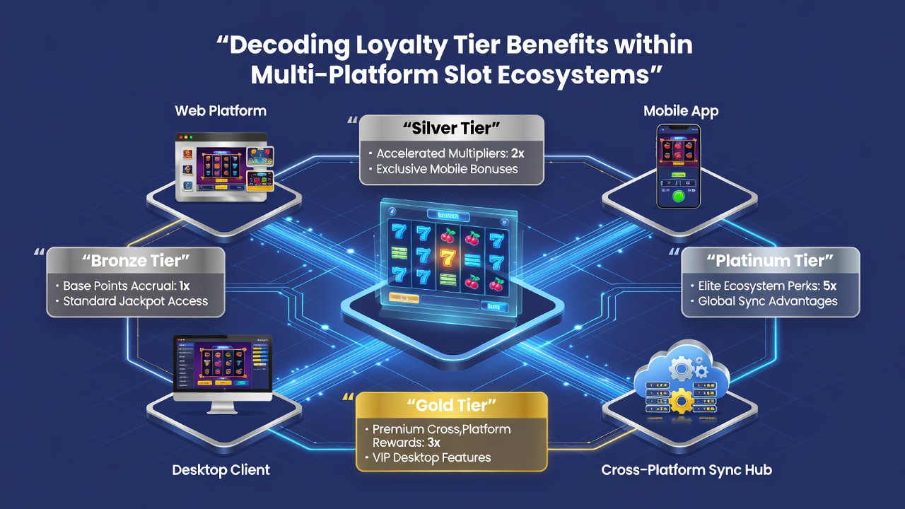 Player dashboard displaying loyalty tier status, accumulated points, and available redemption options in a multi-device slot environment