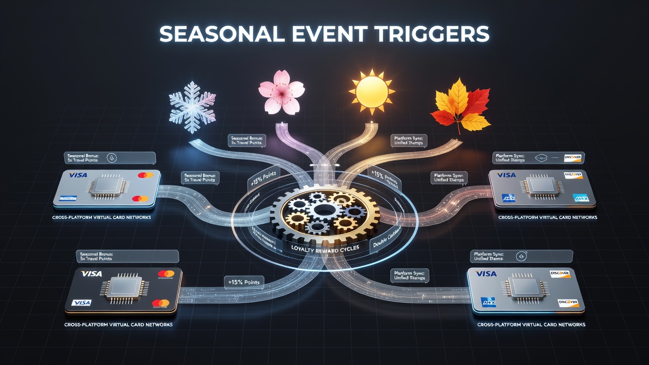 Cross-platform virtual card networks displaying seasonal loyalty reward adjustments across multiple gaming interfaces
