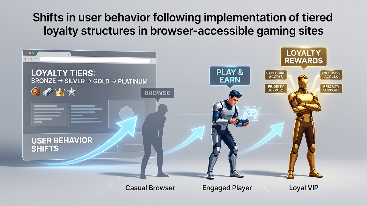 Browser-based gaming interface showing tiered loyalty program dashboard with user progression levels and reward indicators